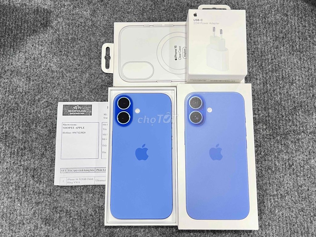 Iphone 16 512GB Blue VN fullbox sim VL new 99% Pin