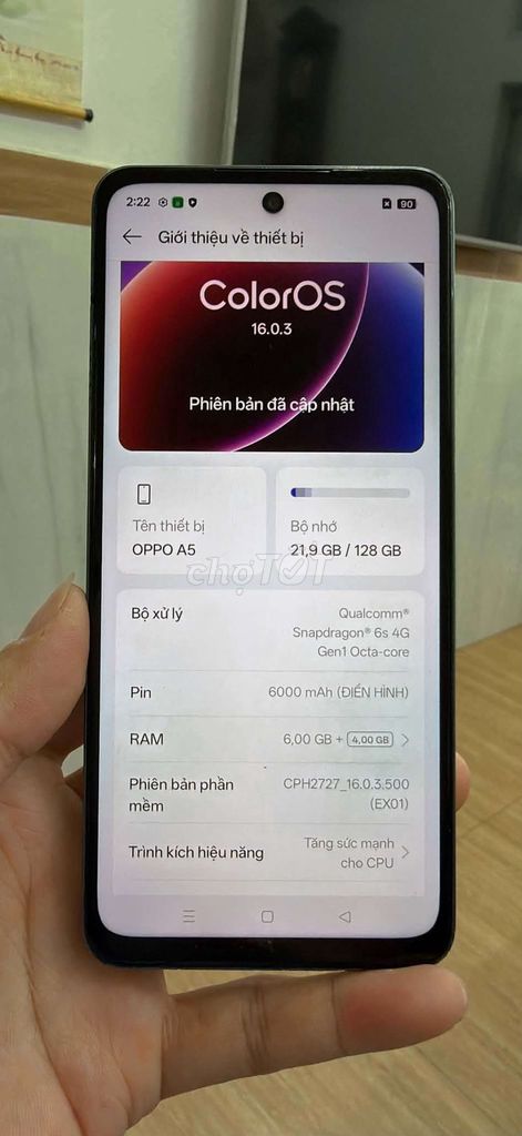 Oppo A5 2025 nguyên zin snapdragone 6s 4G Gen 1. Mua bán Điện thoại tại Quận Bình Thạnh Tp Hồ Chí Minh được đăng bởi Gia Bảo hình 1