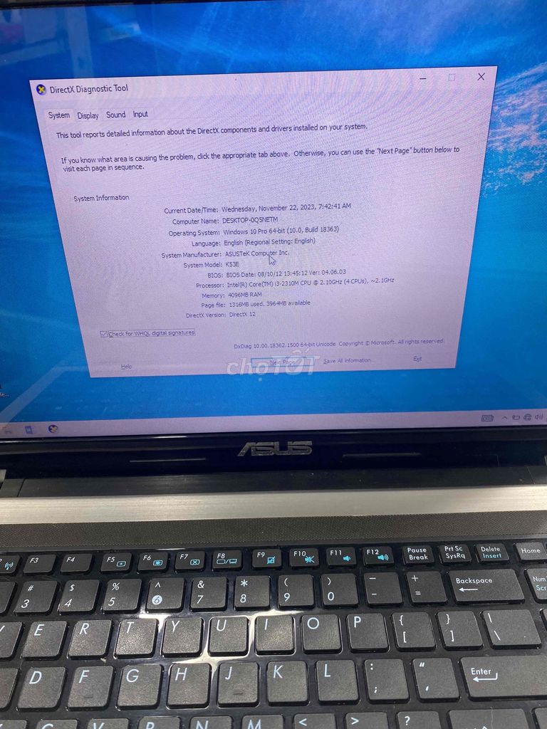 laptop văn phòng asus K53E core i3 2310m