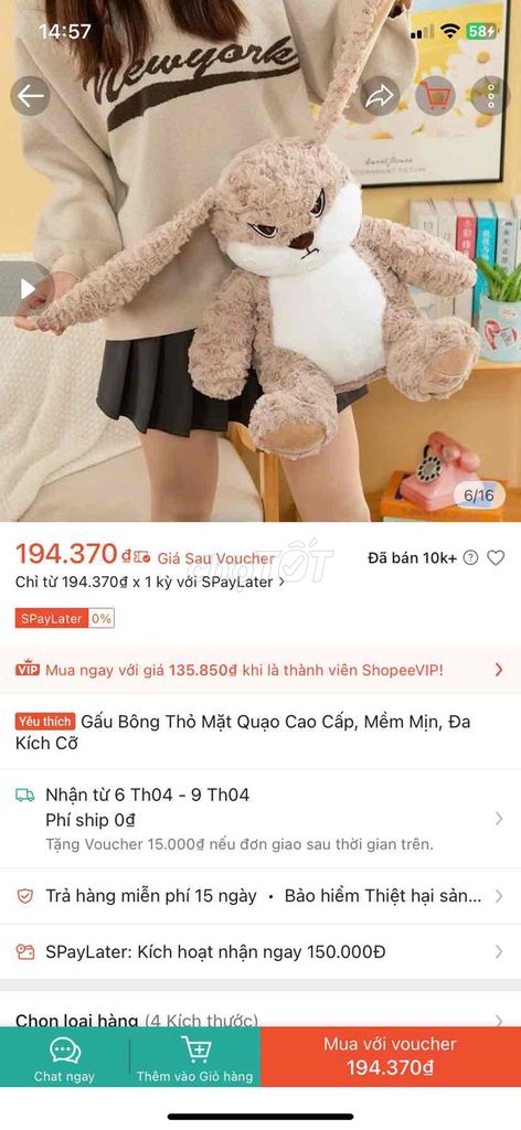 Thú nhồi bông Thỏ Nâu Lớn. Mua bán Sở thích khác tại Quận Bắc Từ Liêm Hà Nội được đăng bởi Mai Linh hình 1