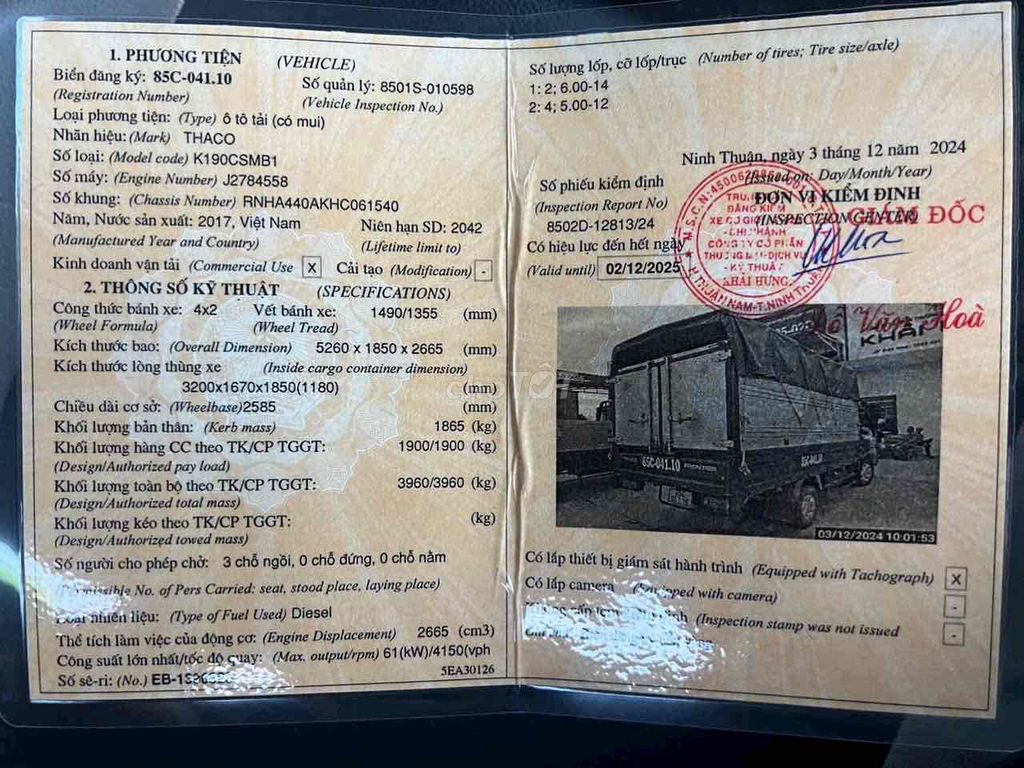 Kia K190 2017 1tấn9 thùng bạt 3m2 lướt 39ngàn zin. Mua bán Xe tải, xe ben tại Thành phố Thuận An Bình Dương được đăng bởi Diễm Phúc Ô Tô hình 7