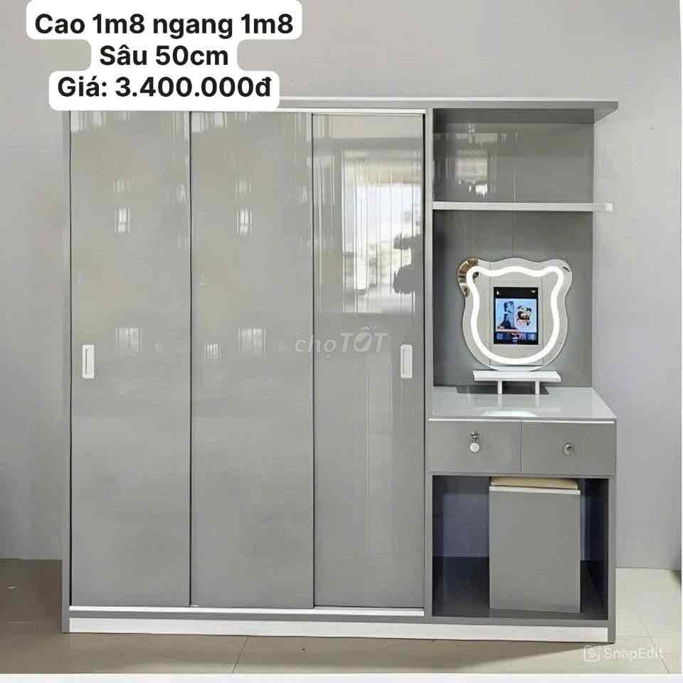 Tủ quần áo Nhựa Đài Loan Xám Cửa lùa 1m8x1m8. Mua bán Tủ, kệ gia đình tại Quận Bình Thạnh Tp Hồ Chí Minh được đăng bởi Nội Thất Gia Đình hình 1