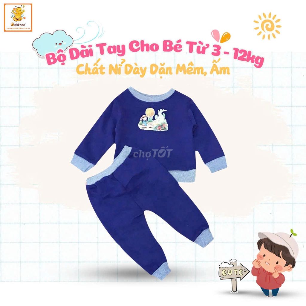 Bộ đồ cotton 100% cho bé sỉ 35k