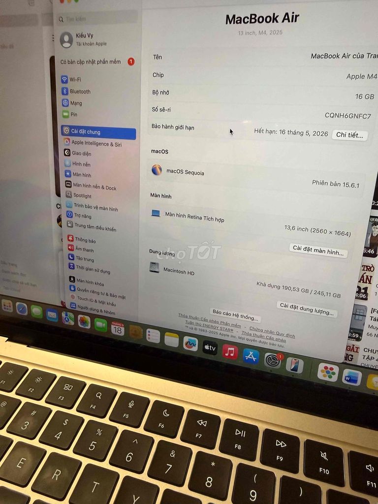 Apple MacBook Air M4 16GB/256GB Bạc. Mua bán Laptop tại Quận Gò Vấp Tp Hồ Chí Minh được đăng bởi kiều vy hình 1