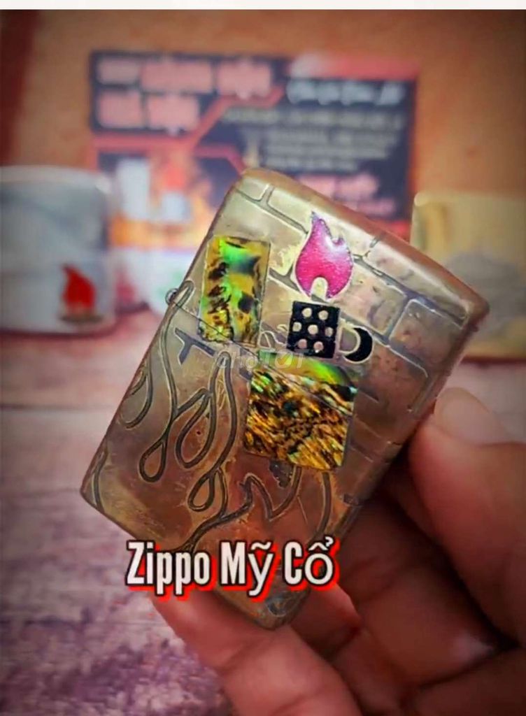 ZIPPO MỸ đời Cổ 1977 custom Đặc biệt