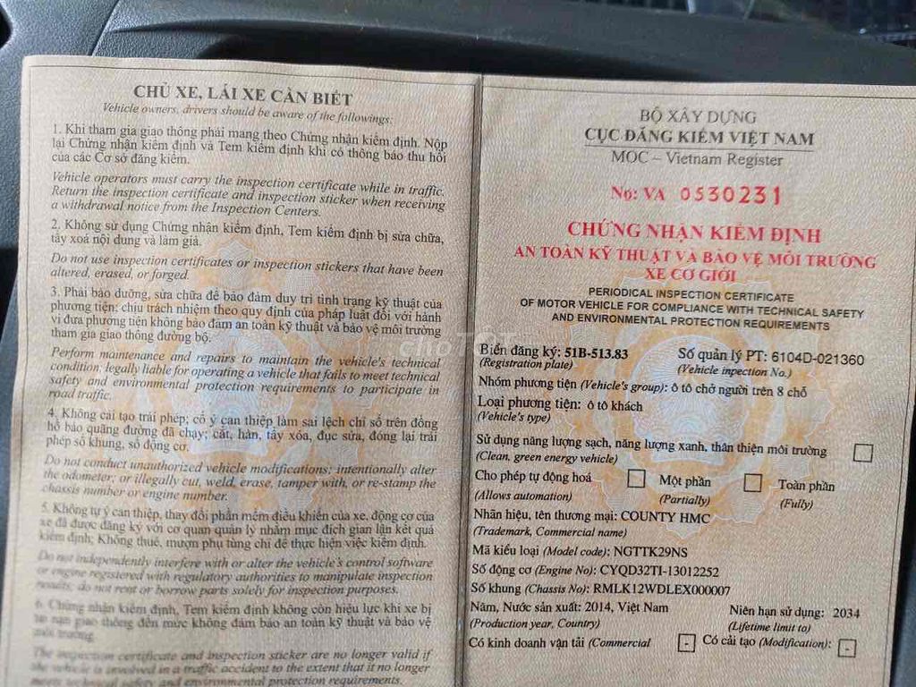 Hyundai County 2014 - 210000 km. Mua bán Ô tô tại Huyện Củ Chi Tp Hồ Chí Minh được đăng bởi hông phung hình 19