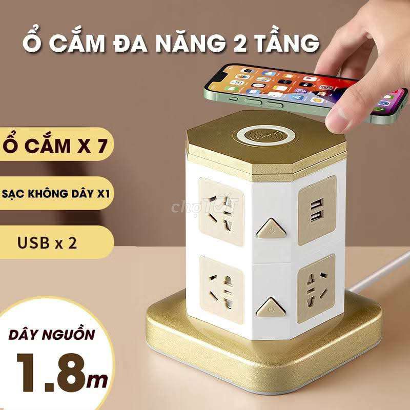 Ổ cắm điện 7 ổ 2 cổng USB sạc không dây 1.8m. Mua bán Nội thất, đồ gia dụng khác tại Huyện Yên Phong Bắc Ninh được đăng bởi Lê Văn Thêm hình 1