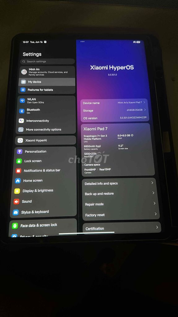 Xiaomi Pad 7 11.2 inch 8GB/256GB Xám. Mua bán Máy tính bảng tại Quận Tân Phú Tp Hồ Chí Minh được đăng bởi An hình 1
