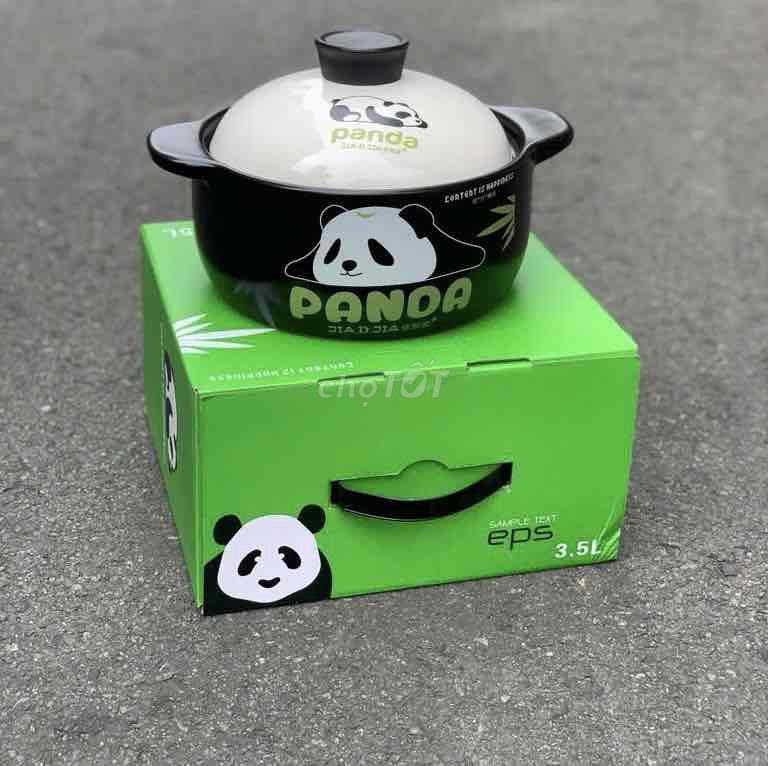 Nồi gốm đất sứ tráng men hình gấu Panda 3,5L