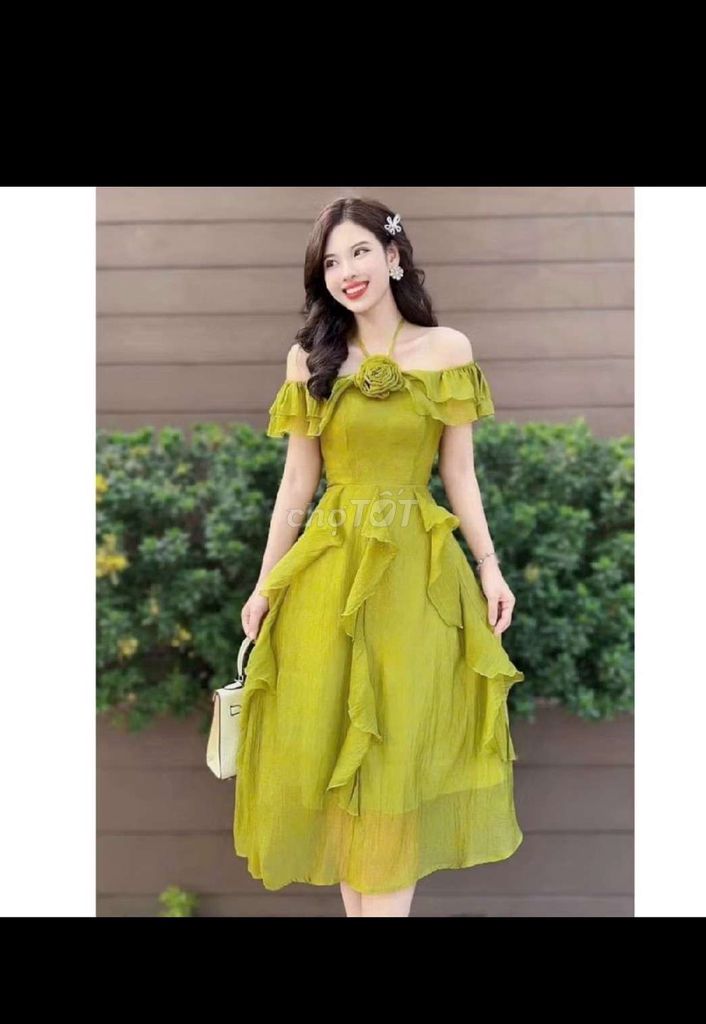 Đầm nữ voan xanh lá. Mua bán Quần áo tại Thành phố Thuận An Bình Dương được đăng bởi híu đồ 2hand  hình 1