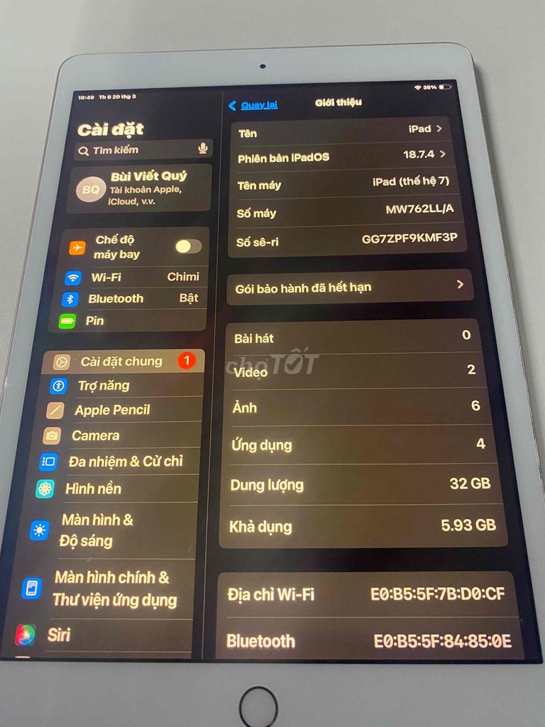 Apple iPad (thế hệ 7) 32GB Vàng. Mua bán Máy tính bảng tại Quận 3 Tp Hồ Chí Minh được đăng bởi hahahhaha hình 1