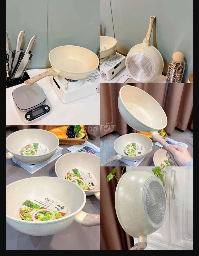 Chảo chống dính vân đá Maifan bộ 3cái 20_24_28cm. Mua bán Dụng cụ nhà bếp tại Quận Thanh Khê Đà Nẵng được đăng bởi Gia Dụng Thủy Lê hình 1