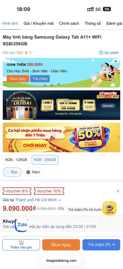 Samsung Galaxy Tab A11+ 8GB/256GB. Mua bán Máy tính bảng tại Quận Cẩm Lệ Đà Nẵng được đăng bởi Sang Ly hình 1