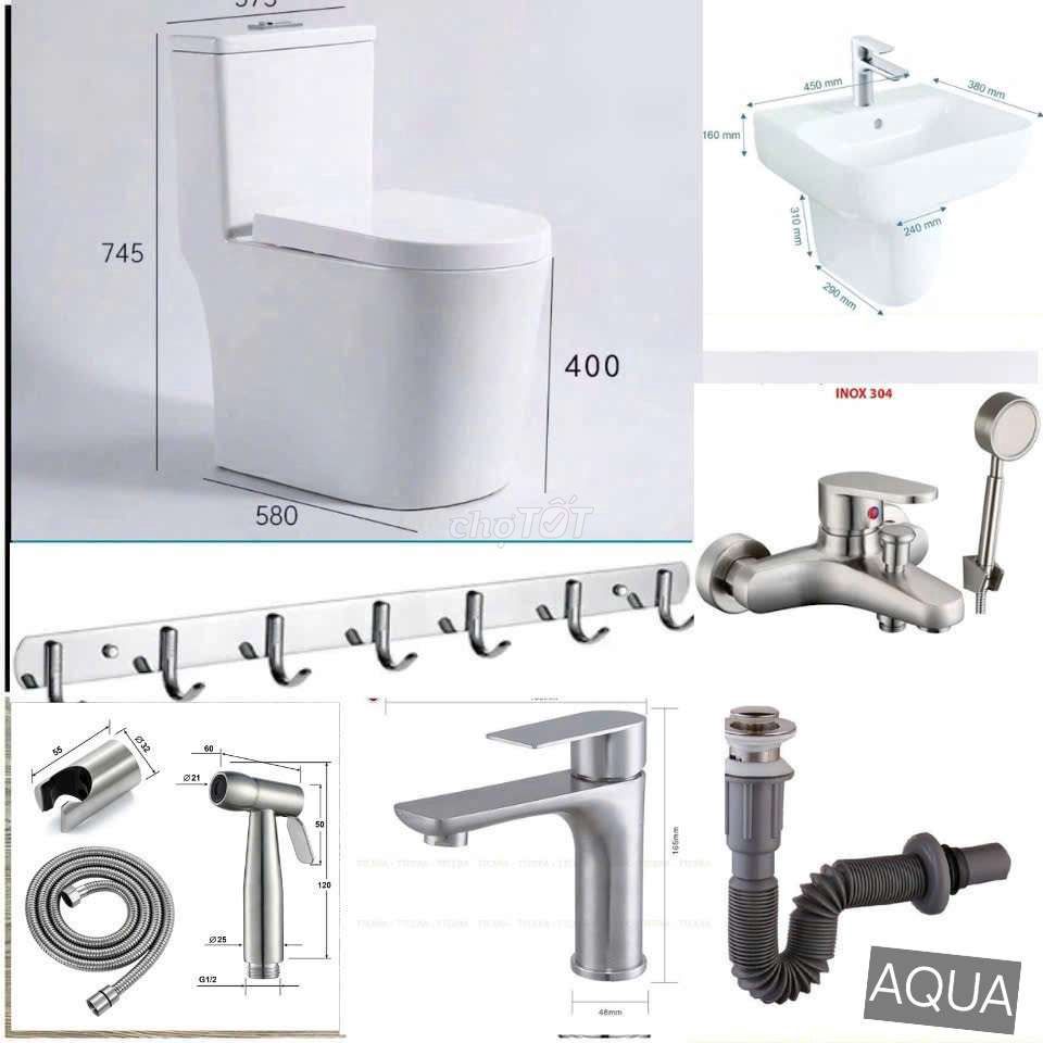 Combo thiết bị vệ sinh Sứ, Inox 304 Trắng Bạc. Mua bán Thiết bị vệ sinh, nhà tắm tại Quận Bình Tân Tp Hồ Chí Minh được đăng bởi NiNa SHOP hình 1