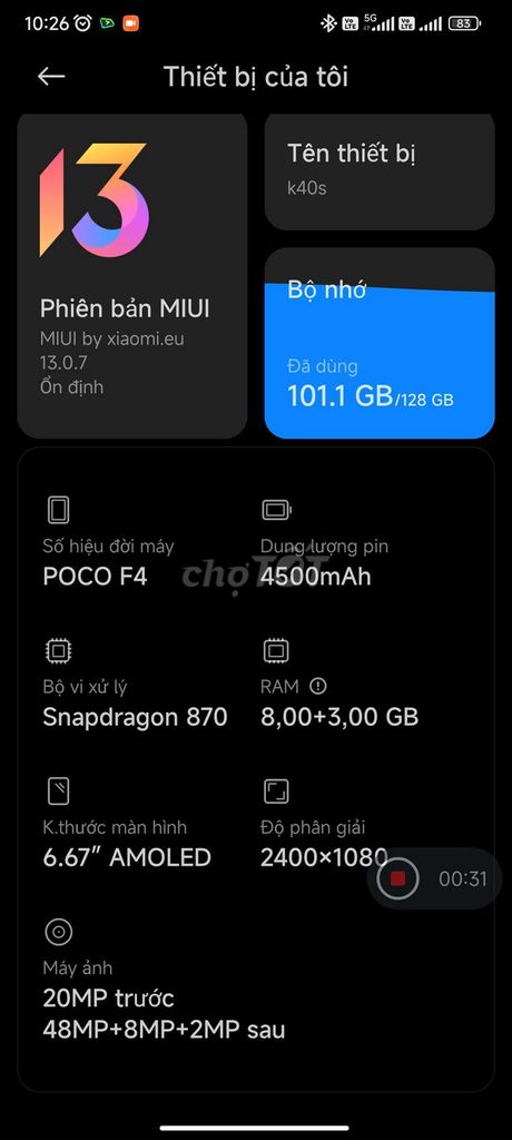 k40s ( poco f4 ) 8/128 giao lưu. Mua bán Điện thoại tại Quận Hoàng Mai Hà Nội được đăng bởi tùng hình 1