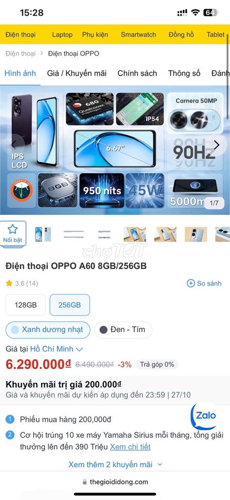 Oppo A60 Ram 8/256GB Tím Đẹp 99%