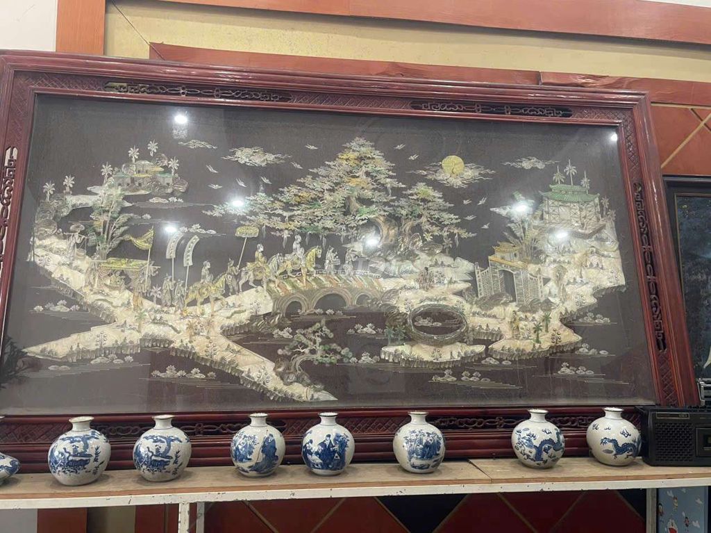 Tranh khảm trai Vinh quy bái tổ 1m3x2m3 khung gỗ. Mua bán Đồ sưu tầm, đồ cổ tại Quận Lê Chân Hải Phòng được đăng bởi Nam Bui hình 1