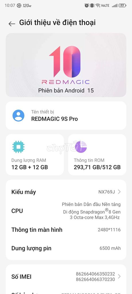 RedMagic 9S Pro 512GB Đen. Mua bán Điện thoại tại Thành phố Vũng Tàu Bà Rịa - Vũng Tàu được đăng bởi Chien hình 1