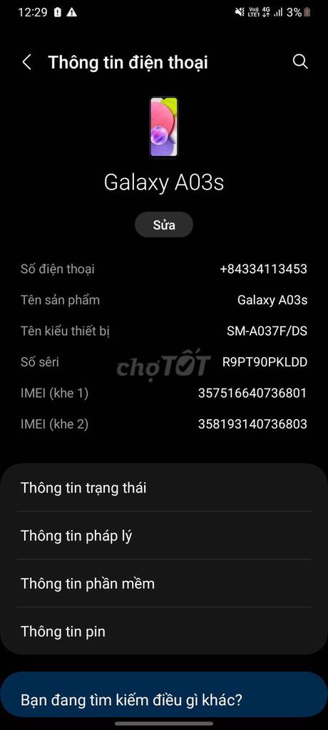 Samsung Galaxy A03s 4GB/64GB Xanh. Mua bán Điện thoại tại Huyện Trảng Bom Đồng Nai được đăng bởi Trần Vinh hình 1