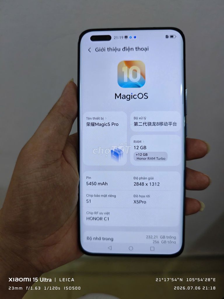Honor Magic 5 Pro 256GB Đen 91% đẹp. Mua bán Điện thoại tại Huyện Sóc Sơn Hà Nội được đăng bởi Vuong Xuan Hung hình 1