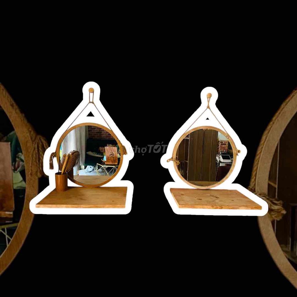 Gương tròn gỗ decor