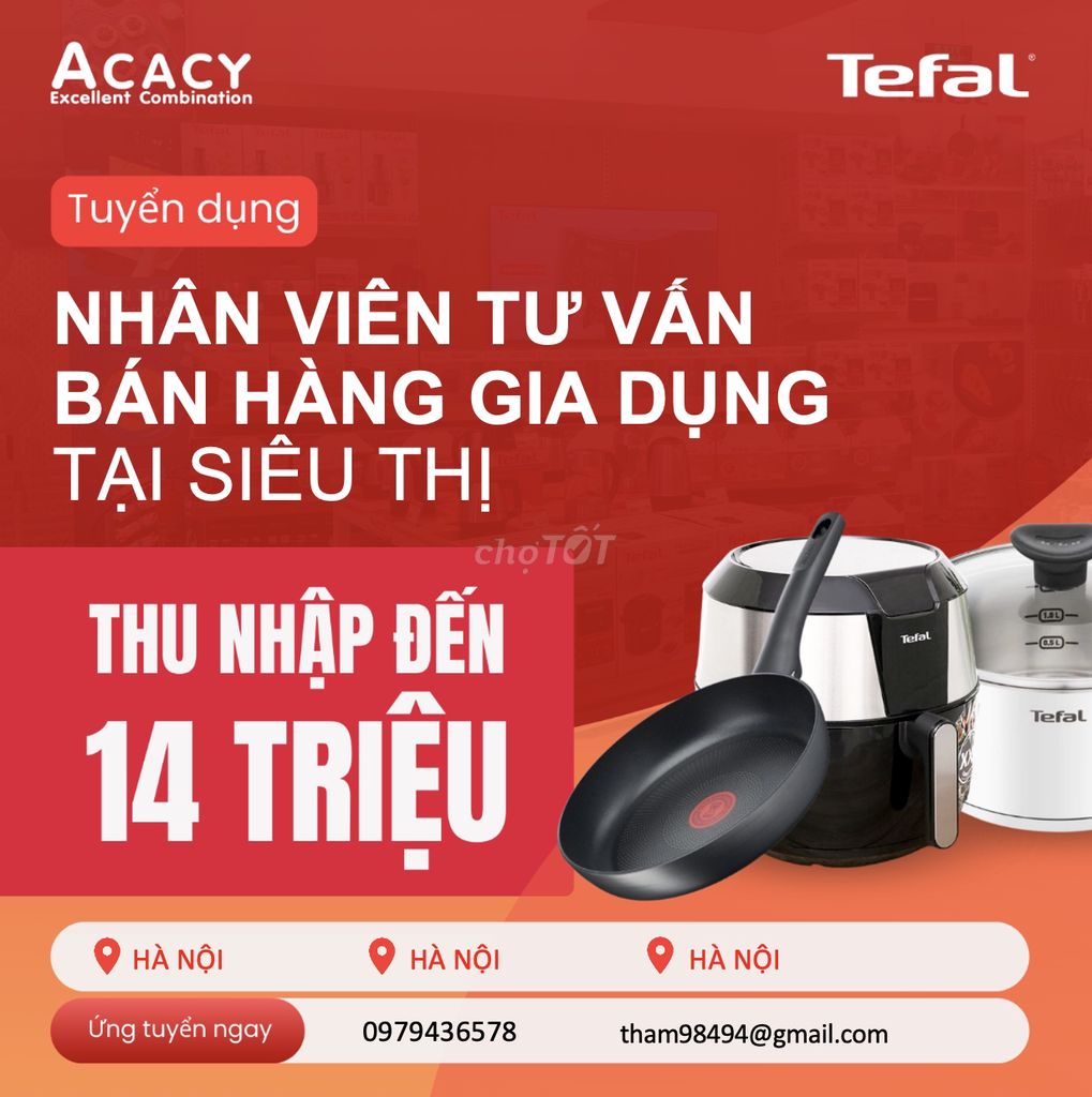 Nhân viên demo sản phẩm gia dụng Tefal