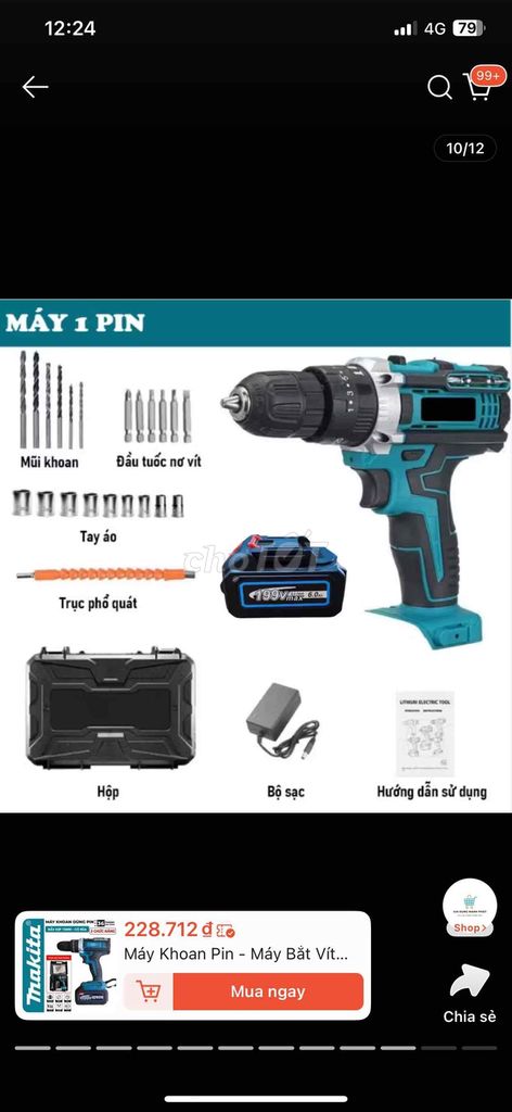 Máy khoan pin Makita 199V. Mua bán Đồ chuyên dụng, Giống nuôi trồng tại Quận Hoàn Kiếm Hà Nội được đăng bởi Văn Mạnh hình 1