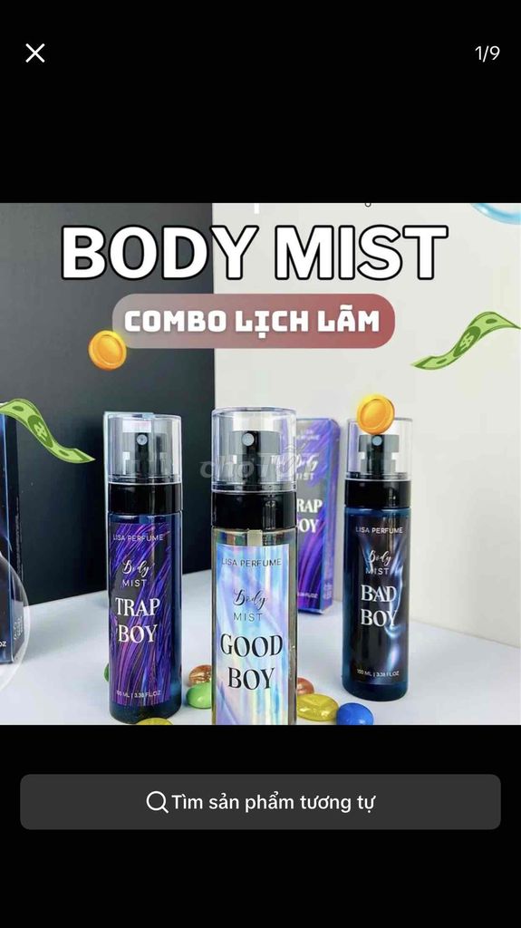 mua 1 thành 3 body mist nam 100ml trap boy