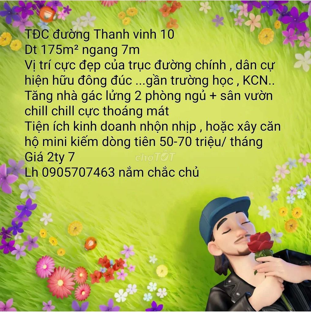 bán nhà gác lửng 2 phòng ngủ mt đường thanh vinh 10