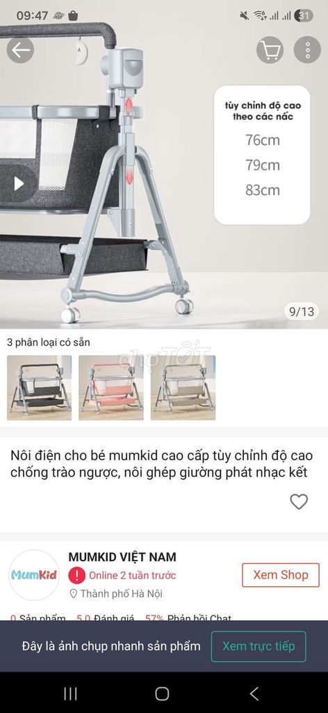 Nôi điện Mumkid Xám Vải lưới. Mua bán Mẹ và bé tại Quận Thanh Xuân Hà Nội được đăng bởi Bá Đông Đào hình 1