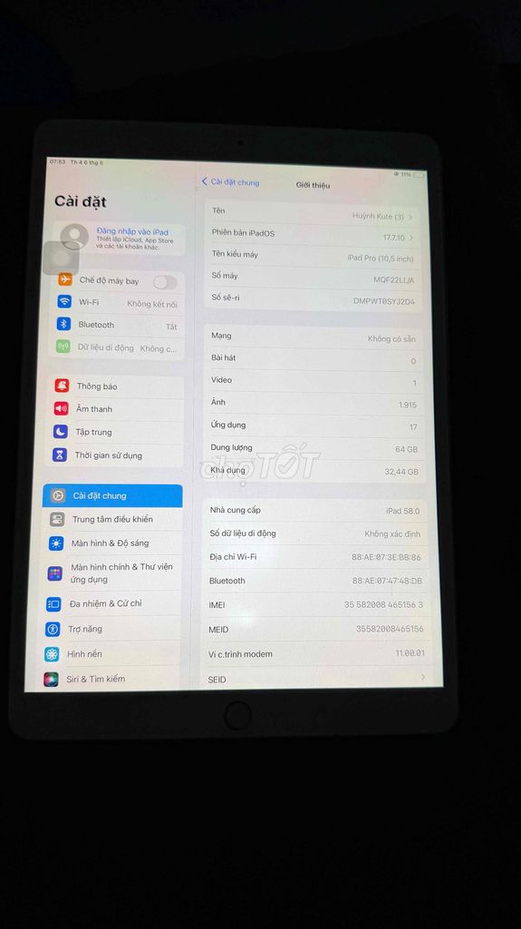 Apple iPad Pro 10.5 inch 64GB zin rẻ bao test. Mua bán Máy tính bảng tại Quận 7 Tp Hồ Chí Minh được đăng bởi Khánh hình 1