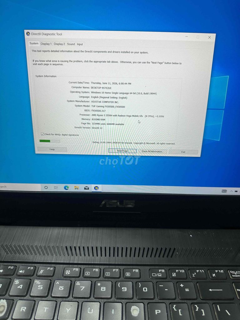 ASUS TUF Gaming Ryzen 5 3550H 8GB/256GB GTX 1050. Mua bán Laptop tại Quận 12 Tp Hồ Chí Minh được đăng bởi HoàngNhân hình 1