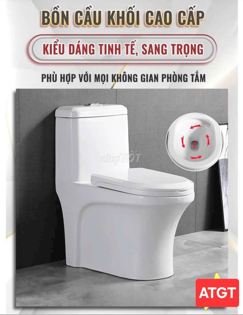 Bồn cầu 1 khối két nước vuông giác cạnh