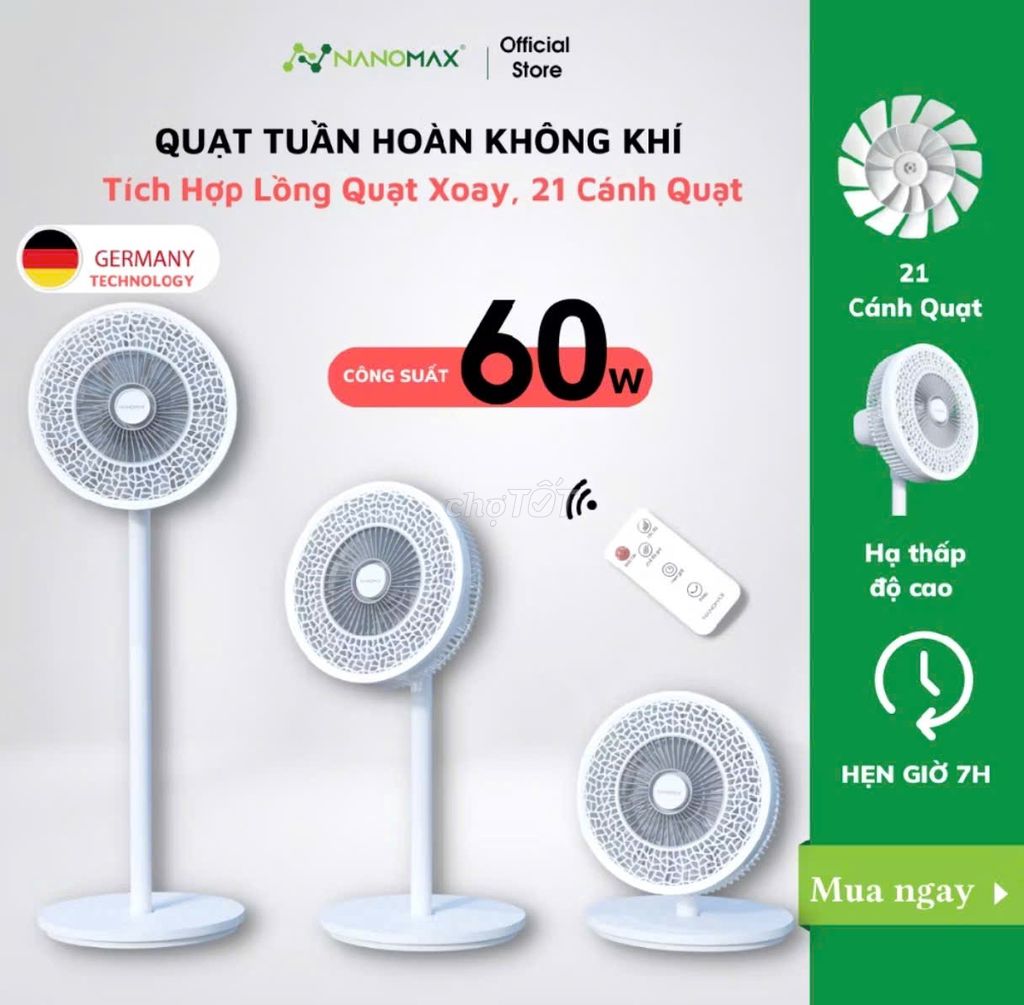Quạt tuần hoàn Nanomax Trắng điều khiển 60W. Mua bán Quạt tại Quận Hoàng Mai Hà Nội được đăng bởi Linh hình 1