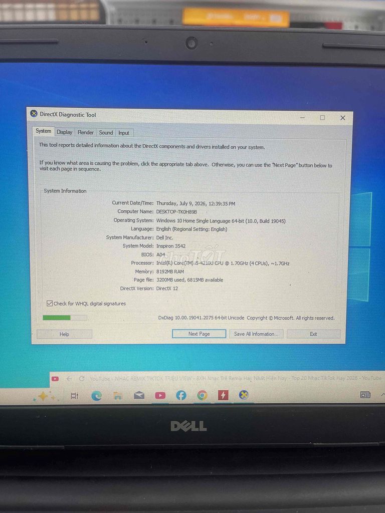 Laptop Dell Inspiron 3542 i5 8GB/128GB