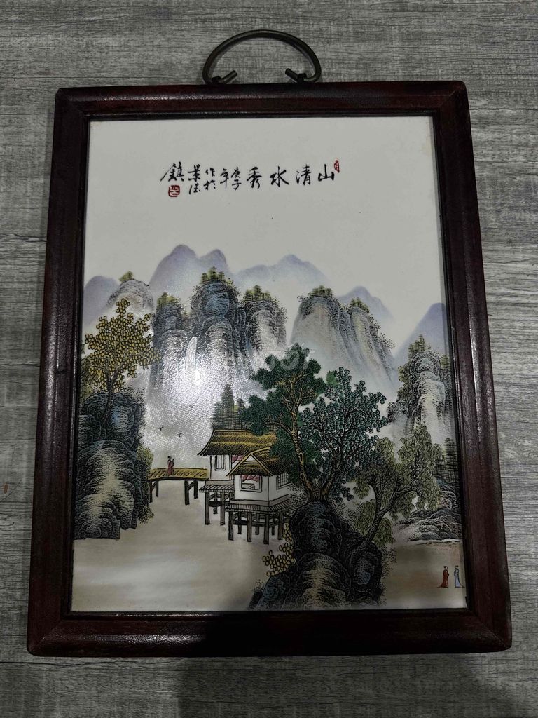 Tranh Sứ Gỗ Sơn Thủy Hữu Tình