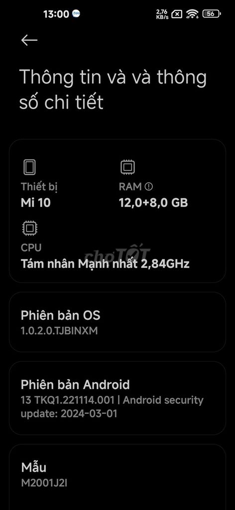 Xiaomi Mi 10. Mua bán Điện thoại tại Thành phố Cà Mau Cà Mau được đăng bởi Nguyễn Thành Được hình 1