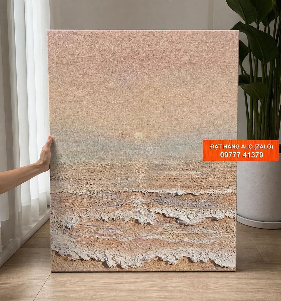 Tranh sơn dầu Biển trừu tượng 60x90cm. Mua bán Đồ sưu tầm, đồ cổ tại Quận Hà Đông Hà Nội được đăng bởi Xưởng Tranh Đẹp hình 1