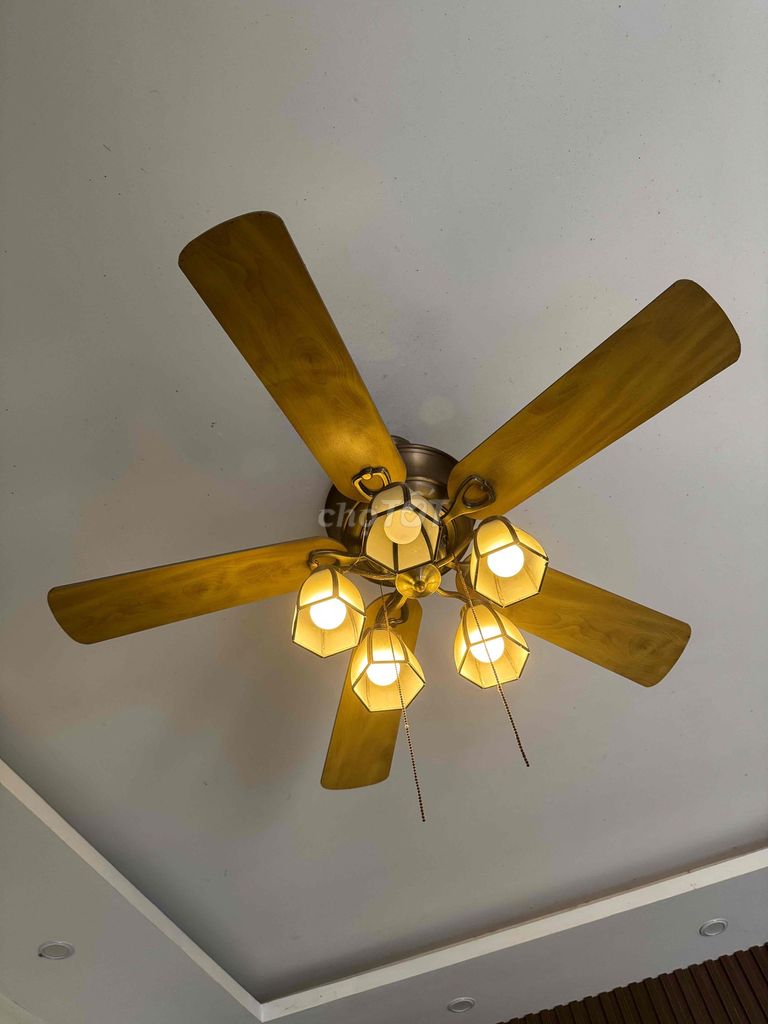 Quạt trần Cổ điển Gỗ 5 cánh Vàng. Mua bán Quạt tại Huyện Mê Linh Hà Nội được đăng bởi Văn Sang hình 1