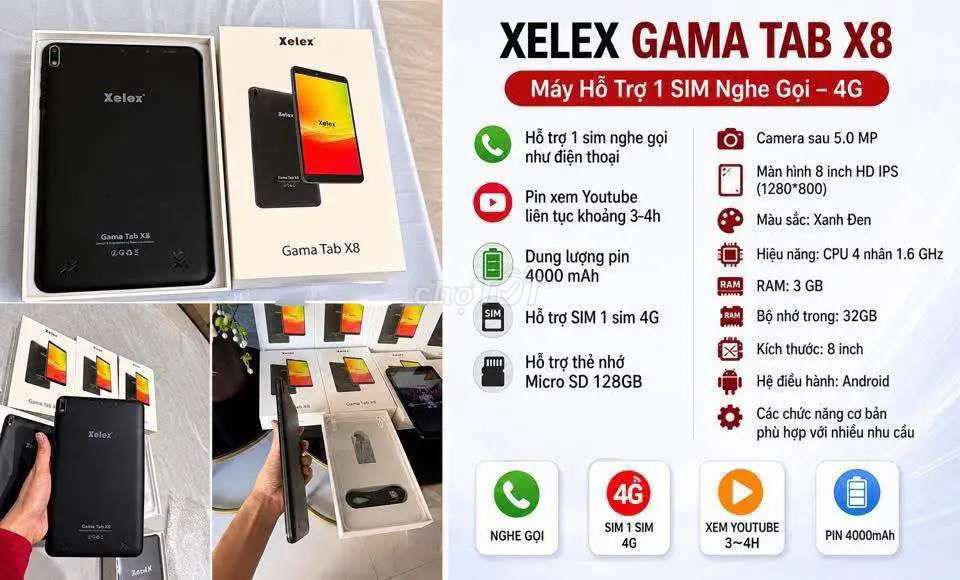 Xelex Gama Tab X8 8 inch 3GB/32GB Xanh Đen. Mua bán Máy tính bảng tại Huyện Yên Châu Sơn La được đăng bởi Lò Thị Lan  hình 1