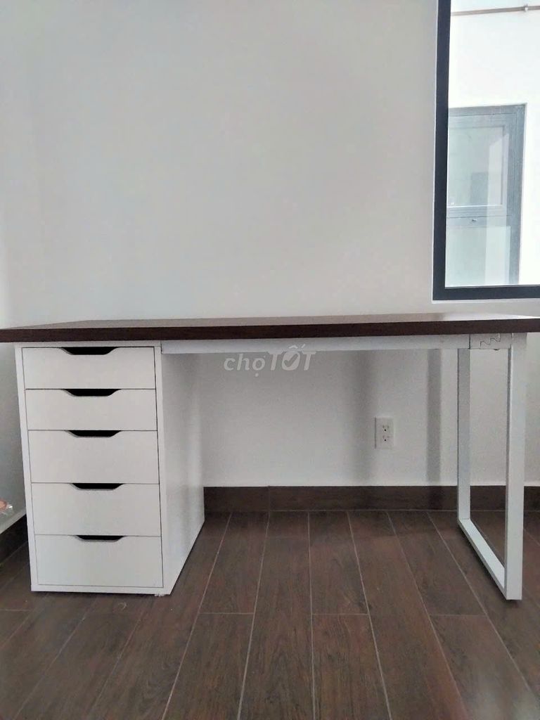 Bàn làm việc,Bàn học tập, Bàn ikea 1 tủ 5 ngăn kéo