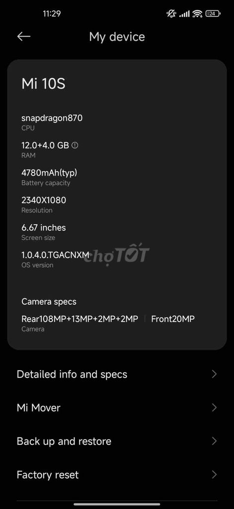 Xiaomi Mi 10S Bể mặt lưng. Mua bán Điện thoại tại Quận Gò Vấp Tp Hồ Chí Minh được đăng bởi Phan Thành hình 1