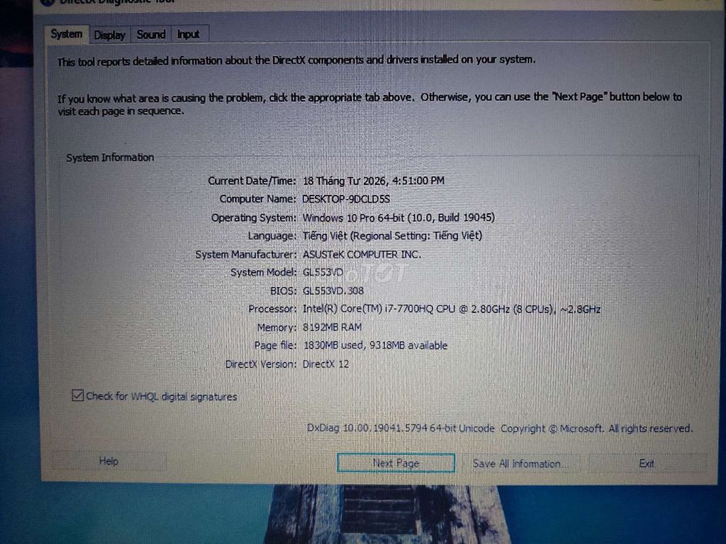  Gaming ASUS GL553VD i7-7700HQ 8/512 . Mua bán Laptop tại Quận Nam Từ Liêm Hà Nội được đăng bởi Khanh Ha hình 1