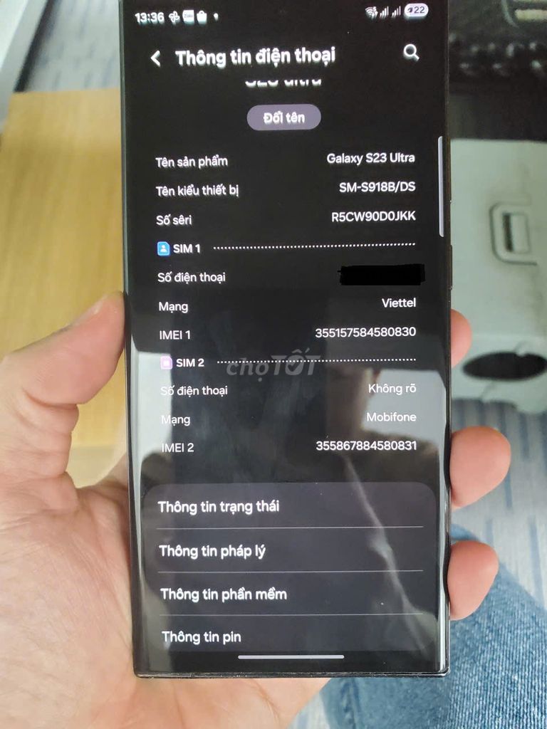 Samsung S23 Ultra  Nguyên Zin hàng TGDĐ Full box. Mua bán Điện thoại tại Quận Bắc Từ Liêm Hà Nội được đăng bởi Công Nguyễn hình 1