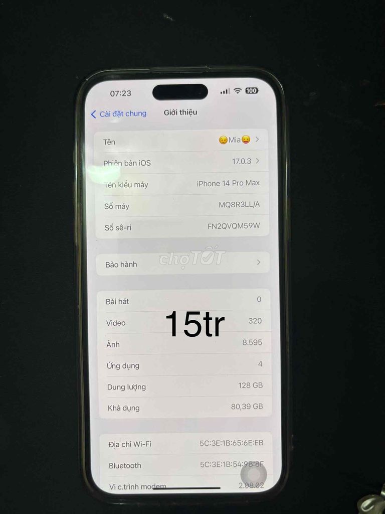 Apple iPhone 14 Pro Max 128GB tím. Mua bán Điện thoại tại Quận Tây Hồ Hà Nội được đăng bởi Công Tuấn Anh - CĐT hình 1