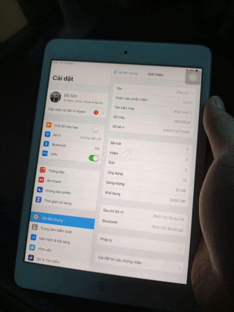 Apple iPad Mini 2 32GB Trắng Zin. Mua bán Máy tính bảng tại Quận Hai Bà Trưng Hà Nội được đăng bởi Tuấn Sơn hình 1