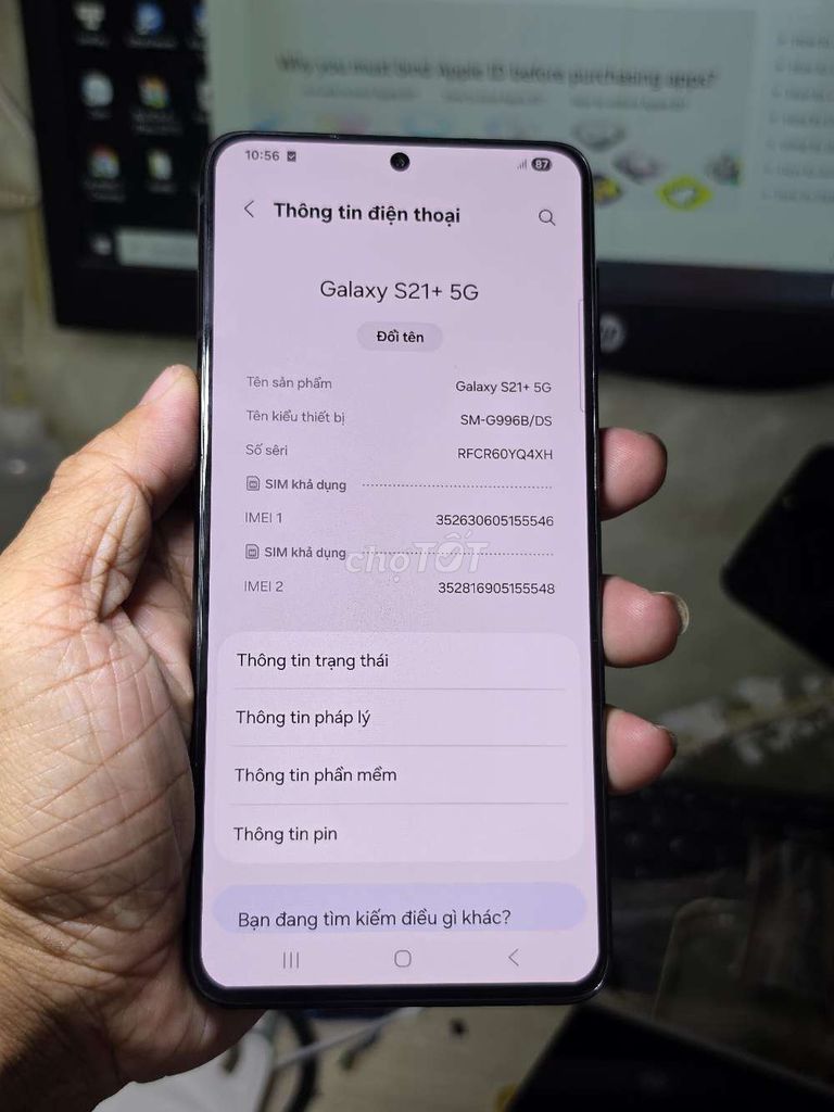  Galaxy S21+ 5G 128GB VN đẹp 98% giá rẻ  . Mua bán Điện thoại tại Quận 8 Tp Hồ Chí Minh được đăng bởi Thiên Hòa mobile  hình 1