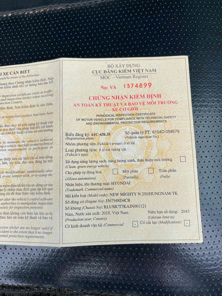 Gia đình cần bán Hyundai N250, 2018, có máy lạnh. Mua bán Xe tải, xe ben tại Thị xã Tân Uyên Bình Dương được đăng bởi Nguyễn Trung Hậu hình 5