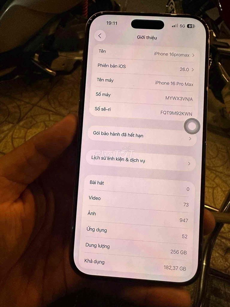 iPhone 16 Pro Max 256GB Vàng Màn Thay Oled Như Zin. Mua bán Điện thoại tại Huyện Giồng Riềng Kiên Giang được đăng bởi không tên hình 1