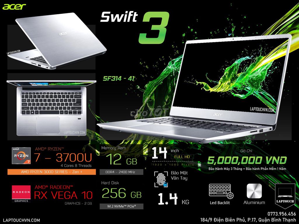 Acer Swift 3 [ SF314 - 41 ]. Mua bán Laptop tại Quận Bình Thạnh Tp Hồ Chí Minh được đăng bởi Cửa Hàng Máy Tính Laptouch VN hình 1